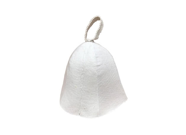 Fehér szauna kalap gyapjúból